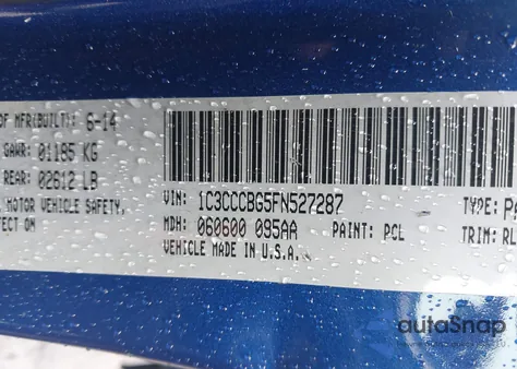 2015 Chrysler 200 S z USA, uszkodzony, nr VIN 1C3CCCBG5FN527287